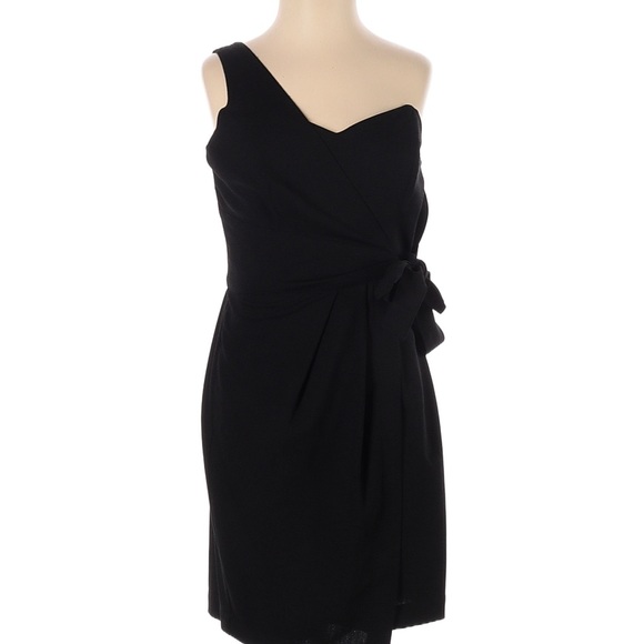 NWT Black Club Monaco One Shoulder Cocktail Dress - Picture 2 of 4